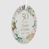 Zachte Rozen Guirlande 50ste Verjaardag Foto Ornament (voorkant)