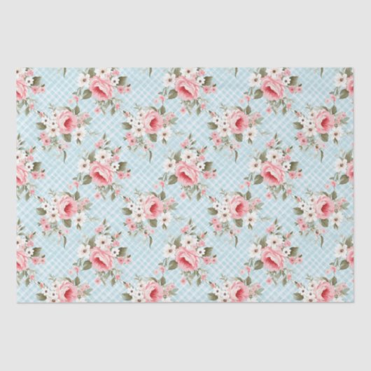 Zachte rozen shabby chic tissuepapier (Voorkant)