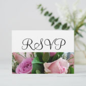 Zachte Rozen Witte Huwelijk RSVP (Staand voorkant)