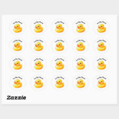 Zachte Rubber Eend met Aanpasbare Tekst Ronde Sticker (Vel)