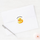 Zachte Rubber Eend met Aanpasbare Tekst Ronde Sticker (Envelop)