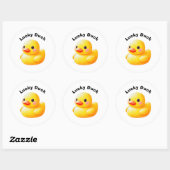 Zachte Rubber Eend met Aanpasbare Tekst Ronde Sticker (Vel)