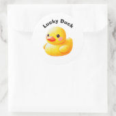 Zachte Rubber Eend met Aanpasbare Tekst Ronde Sticker (Tas)