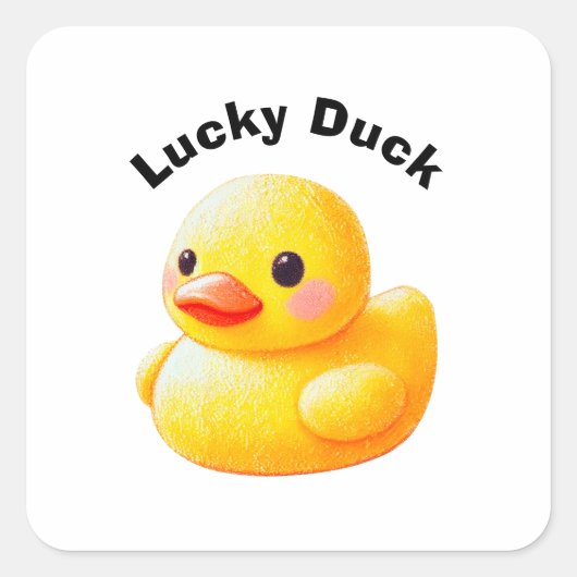 Zachte Rubber Eend met Aanpasbare Tekst Vierkante Sticker (Voorkant)