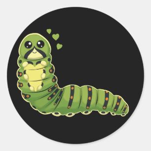 Zachte Rups met Hartjes Ronde Sticker