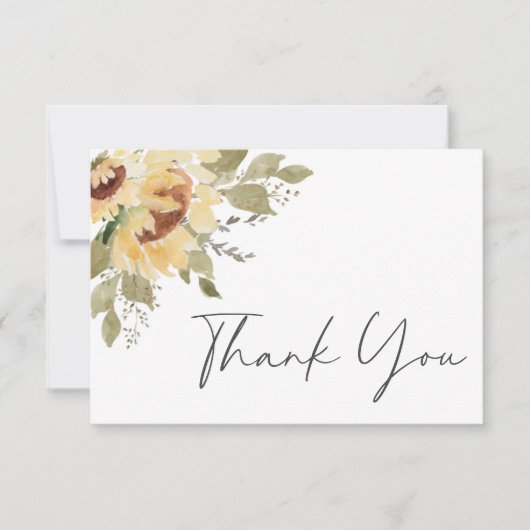 Zachte Rustieke Grote Boho Zonnebloemen Huwelijk Bedankkaart (Voorkant)