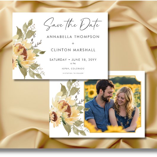 Zachte Rustieke Grote Boho Zonnebloemen Trouwfoto Save The Date