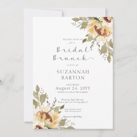 Zachte rustieke grote gele zonnebloemen bruids bru kaart (Voorkant)