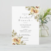 Zachte rustieke grote gele zonnebloemen bruids bru kaart (Staand voorkant)