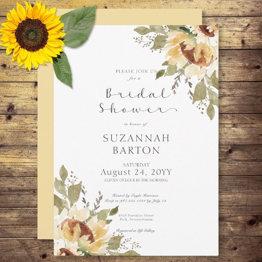 Zachte rustieke grote gele zonnebloemen Vrijgezell Kaart