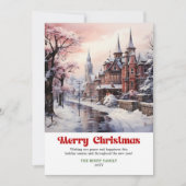 Zachte rustieke kerstscène met speelse lettertypog feestdagenkaart (Voorkant)