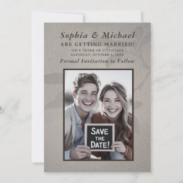 Zachte Rustieke Trouwdatum Foto Aankondiging