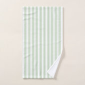 Zachte Sage Groene en Witte Ticking Streep Bad Handdoek (Handdoek)