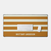 Zachte salie en warm bruin strepen patroon bureaumat (Keyboard & Muis)