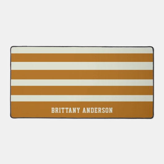 Zachte salie en warm bruin strepen patroon bureaumat (Voorkant)