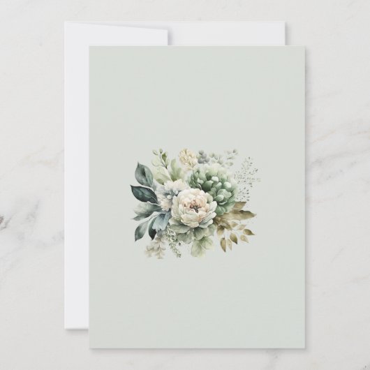 Zachte Salie Groene Bloemige Elegante Trouw Uitnod Kaart (Achterkant)