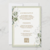 Zachte Salie Groene Bloemige Gouden All-in-One Tro Kaart (Achterkant)