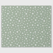Zachte salie met sterpatroon cadeaupapier (Vlak)