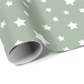 Zachte salie met sterpatroon cadeaupapier (Rol Hoek)