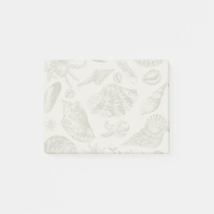 Zachte Saliegrijze Zeeschelp Schets Antiek Natuur Post-it® Notes