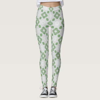 Zachte Saliegroene Bloemige Geometrische Patroon L Leggings