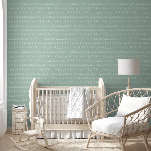 Zachte Saliegroene Draad Patroon Kamer Behang (Kinderen)