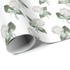 Zachte Saliegroene Hortensia Strik Cadeaupapier