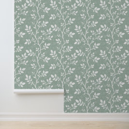 Zachte Saliegroene Minimalistische Botanische Tak Behang