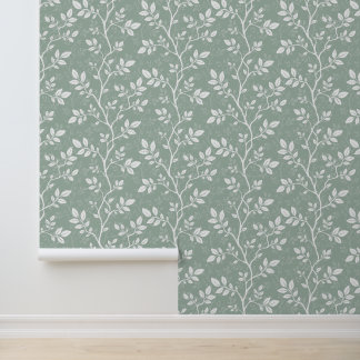 Zachte Saliegroene Minimalistische Botanische Tak Behang