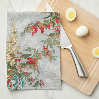 Zachte Saliegroene Vintage Bloemenschildering Chin Theedoek