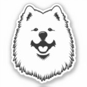 Zachte Samoyed Gezicht Sticker - Lachende Sammy (Voorkant)