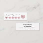 Zachte schattige roze hartenkalligrafie klantenkaartje (Voorkant / Achterkant)