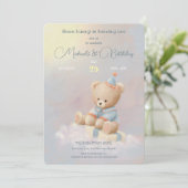 Zachte Schattigee teddybeer 1e verjaardag Kaart (Staand voorkant)