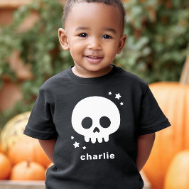Zachte schedel met sterren en naam kinder Hallowee Shirts