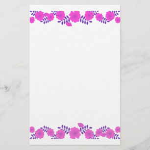 Zachte Schilderkunst Roze Roos Bloem Lijn Rand Briefpapier