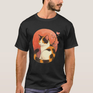 Zachte Schotse Kat Kunst Kersenbloesem Boom Japans T-shirt