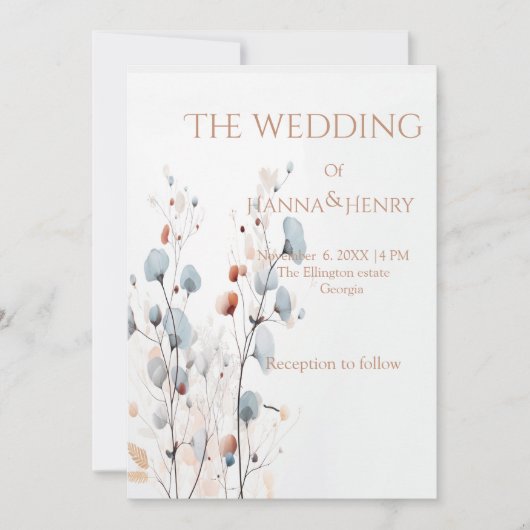 Zachte serene elegante uitnodiging (Voorkant)