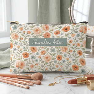 Zachte Shabby Chic Franse Bloemen Toilettas Etui