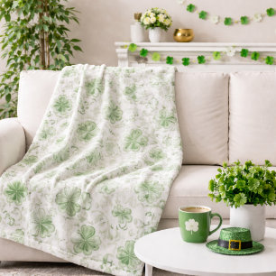 Zachte Shamrock Fluisteringen in Saliegroen Fleece Deken