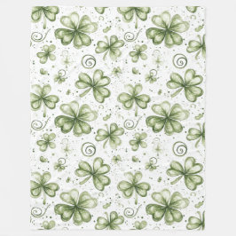 Zachte Shamrock Fluisteringen in Waterverf Groen Fleece Deken