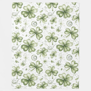 Zachte Shamrock Fluisteringen in Waterverf Groen Fleece Deken