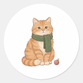 Zachte Siamese Kat Kerststicker Ronde Sticker