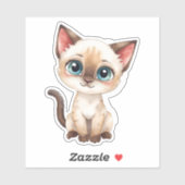 Zachte Siamese Kat Sticker – Kawaii Blauwoog Katje (Vel)