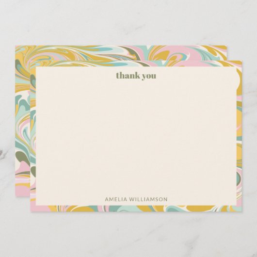 Zachte Simpele Pastel Abstracte Op Maat Bruidsdouc Bedankkaart (Voorkant / Achterkant)