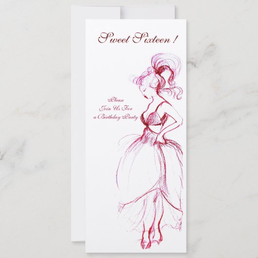 ZACHTE SIXTEEN PARTIJ, rood roze roze vilt Kaart (Voorkant)