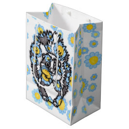 Zachte skunk met blauwe bloemen middelgrote cadeau medium cadeauzakje