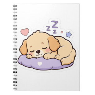 Zachte Slaande Hond Sticker – Kawaii Pastel Puppy Notitieboek