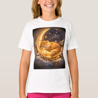 Zachte Slaande Kat op Halvemaan Kinder T-Shirt