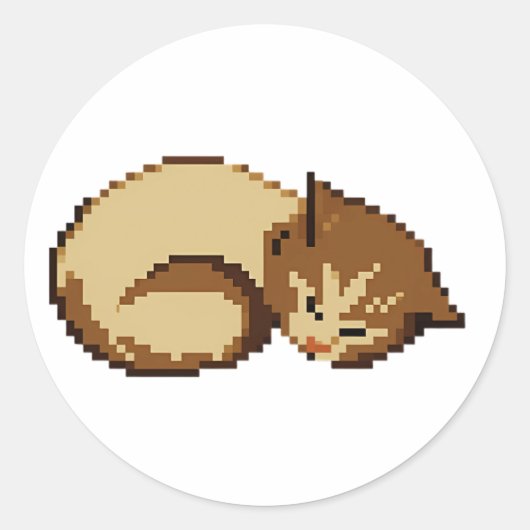 Zachte slapende kat pixel kat sticker (Voorkant)