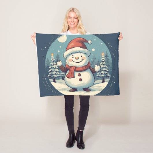 Zachte sneeuwpoppen fleece deken (In situ)